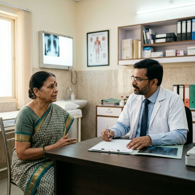 Indian orthopaedic specialist in patient consultation